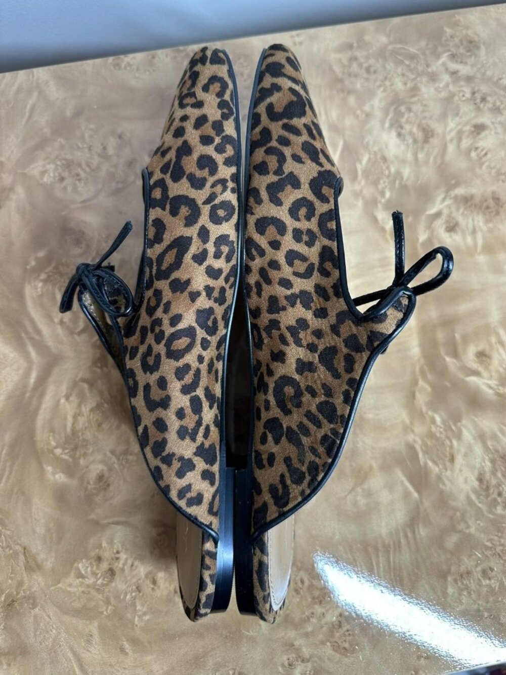 NEW J.Crew Leopard Print Tie Front Ballet Flats Slip On Mule 9.5 - Picture 6 of 9